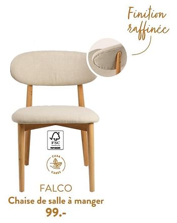 Promoties Falco chaise de salle à manger - Huismerk - Casa - Geldig van 28/03/2024 tot 01/05/2024 bij Casa
