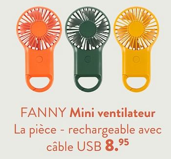 Promoties Fanny mini ventilateur - Huismerk - Casa - Geldig van 28/03/2024 tot 01/05/2024 bij Casa