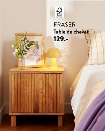 Promotions Fraser table de chevet - Produit maison - Casa - Valide de 28/03/2024 à 01/05/2024 chez Casa