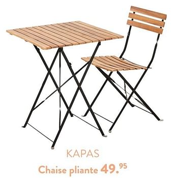 Promotions Kapas chaise pliante - Produit maison - Casa - Valide de 28/03/2024 à 01/05/2024 chez Casa