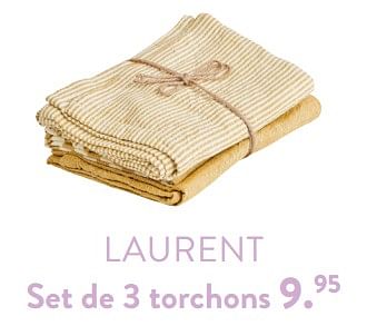 Promotions Laurent set de 3 torchons - Produit maison - Casa - Valide de 28/03/2024 à 01/05/2024 chez Casa