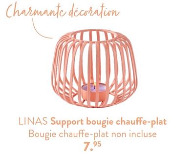 Promotions Linas support bougie chauffe-plat - Produit maison - Casa - Valide de 28/03/2024 à 01/05/2024 chez Casa