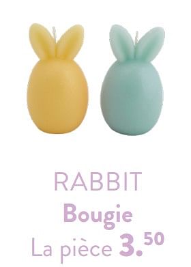 Promotions Rabbit bougie - Produit maison - Casa - Valide de 28/03/2024 à 01/05/2024 chez Casa