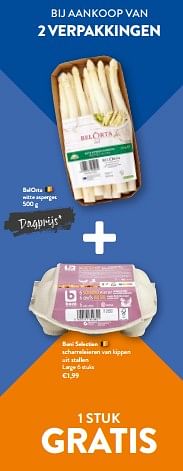 Promoties BelOrta witte asperges + Boni selection scharreleieren van kippen uit stallen - Huismerk - Okay Buurtwinkels - Geldig van 10/04/2024 tot 23/04/2024 bij OKay