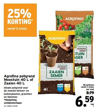 Promotions Agrofino potgrond moestuin of zaaien - Agrofino - Valide de 10/04/2024 à 23/04/2024 chez Gamma