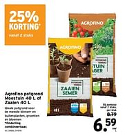 Promoties Agrofino potgrond moestuin of zaaien - Agrofino - Geldig van 10/04/2024 tot 23/04/2024 bij Gamma