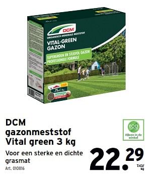 Promotions Dcm gazonmeststof vital green - DCM - Valide de 10/04/2024 à 23/04/2024 chez Gamma