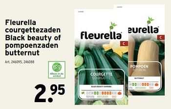 Promoties Fleurella courgettezaden black beauty of pompoenzaden butternut - Fleurella - Geldig van 10/04/2024 tot 23/04/2024 bij Gamma