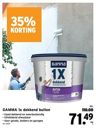 Promoties Gamma 1x dekkend buiten - Gamma - Geldig van 10/04/2024 tot 23/04/2024 bij Gamma