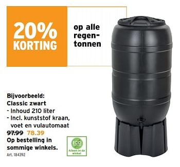 Promoties Regentonnen classic zwart - Huismerk - Gamma - Geldig van 10/04/2024 tot 23/04/2024 bij Gamma
