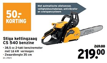Promotions Stiga kettingzaag cs 540 benzine - Stiga - Valide de 10/04/2024 à 23/04/2024 chez Gamma