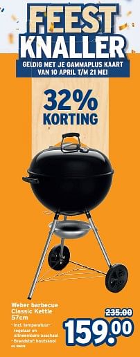 Promoties Weber barbecue classic kettle - Weber - Geldig van 10/04/2024 tot 23/04/2024 bij Gamma