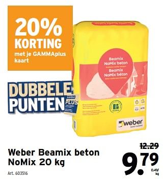Promoties Weber beamix beton nomix - Weber - Geldig van 10/04/2024 tot 23/04/2024 bij Gamma