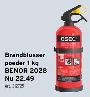 Promotions Brandblusser poeder 1 kg benor 2028 - Osec - Valide de 10/04/2024 à 23/04/2024 chez Gamma