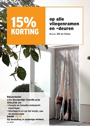 Promotions Livn deurgordijn chenille grijs - Livn - Valide de 10/04/2024 à 23/04/2024 chez Gamma