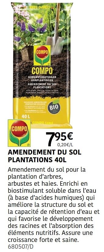 Promotions Amendement du sol plantations - Compo - Valide de 04/04/2024 à 30/06/2024 chez HandyHome