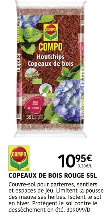 Promoties Copeaux de bois rouge - Compo - Geldig van 04/04/2024 tot 30/06/2024 bij HandyHome