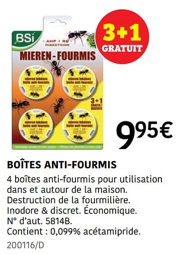Promoties Boîtes anti-fourmis - BSI - Geldig van 04/04/2024 tot 30/06/2024 bij HandyHome