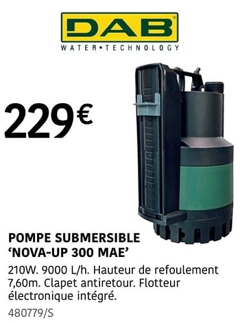 Promotions Dab pompe submersible nova-up 300 mae - Dab - Valide de 04/04/2024 à 30/06/2024 chez HandyHome