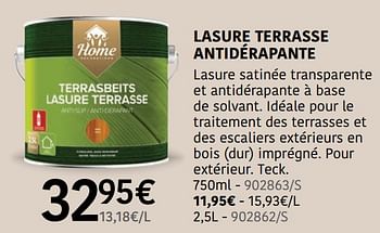 Promoties Lasure terrasse antidérapante - Home Decorations - Geldig van 04/04/2024 tot 30/06/2024 bij HandyHome
