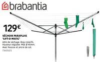 Promotions Séchoir parapluie lift-o-matic - Brabantia - Valide de 04/04/2024 à 30/06/2024 chez HandyHome