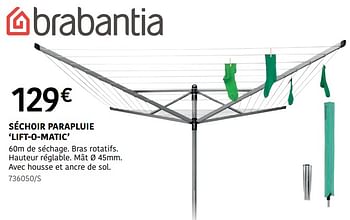 Promoties Séchoir parapluie lift-o-matic - Brabantia - Geldig van 04/04/2024 tot 30/06/2024 bij HandyHome