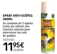 Promotions Spray anti-guêpes - BSI - Valide de 04/04/2024 à 30/06/2024 chez HandyHome
