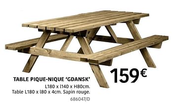 Promoties Table pique-nique gdansk - Huismerk - HandyHome - Geldig van 04/04/2024 tot 30/06/2024 bij HandyHome