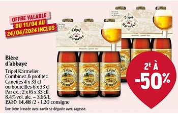 Promoties Bière d’abbaye - TRipel Karmeliet - Geldig van 11/04/2024 tot 17/04/2024 bij Delhaize