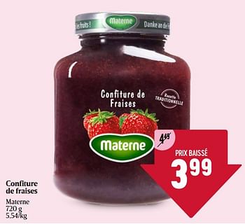 Promoties Confiture de fraises - Materne - Geldig van 11/04/2024 tot 17/04/2024 bij Delhaize