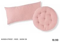 Kussen streep roze-Huismerk - Xenos