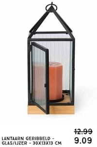 Lantaarn geribbeld glas ijzer-Huismerk - Xenos