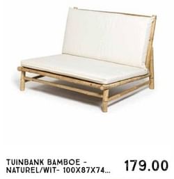 Tuinbank bamboe naturel wit