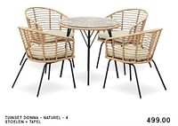 Tuinset donna naturel 4 stoelen + tafel-Huismerk - Xenos