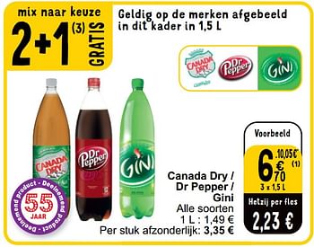 Promoties Canada dry dr pepper gini - Huismerk - Cora - Geldig van 16/04/2024 tot 22/04/2024 bij Cora