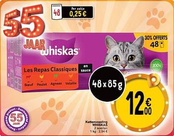 Promoties Kattenvoeding whiskas - Whiskas - Geldig van 16/04/2024 tot 22/04/2024 bij Cora