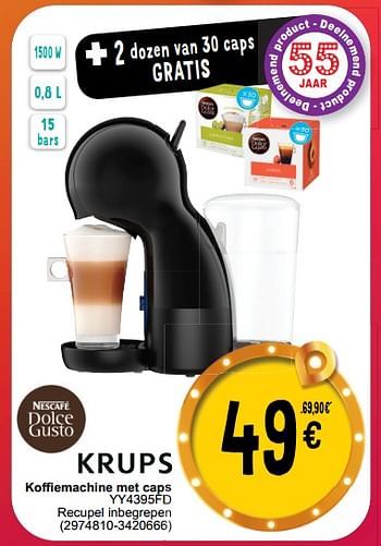 Promotions Krups koffiemachine met caps yy4395fd - Krups - Valide de 16/04/2024 à 22/04/2024 chez Cora