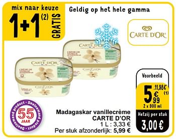 Promoties Madagaskar vanillecrème carte d`or - Carte D'Or - Geldig van 16/04/2024 tot 22/04/2024 bij Cora
