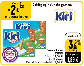 Promoties Verse kaas dippi - KIRI - Geldig van 16/04/2024 tot 22/04/2024 bij Cora