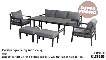 Promotions Bari lounge dining set 6-delig - Produit Maison - Europoint - Valide de 25/03/2024 à 12/05/2024 chez Europoint