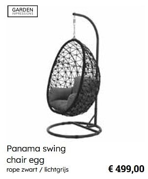 Promoties Panama swing chair egg - Garden Impressions - Geldig van 25/03/2024 tot 12/05/2024 bij Europoint