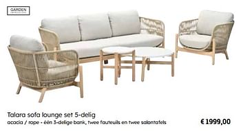 Promoties Talara sofa lounge set 5-delig - Garden Impressions - Geldig van 25/03/2024 tot 12/05/2024 bij Europoint