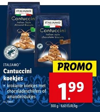 Promotions Cantuccini koekjes - Italiamo - Valide de 17/04/2024 à 23/04/2024 chez Lidl