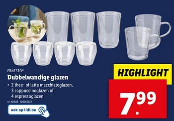 Promoties Dubbelwandige glazen - Ernesto - Geldig van 17/04/2024 tot 23/04/2024 bij Lidl