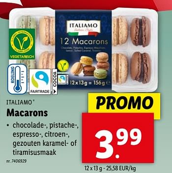 Promotions Macarons - Italiamo - Valide de 17/04/2024 à 23/04/2024 chez Lidl