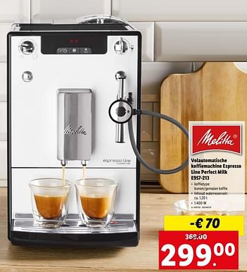Promoties Melitta volautomatische koffiemachine espresso line perfect milk e957-213 - Melitta - Geldig van 17/04/2024 tot 23/04/2024 bij Lidl