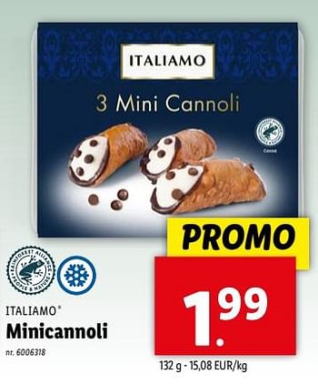Promotions Minicannoli - Italiamo - Valide de 17/04/2024 à 23/04/2024 chez Lidl