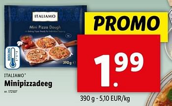 Promoties Minipizzadeeg - Italiamo - Geldig van 17/04/2024 tot 23/04/2024 bij Lidl