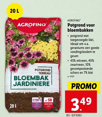 Promotions Potgrond voor bloembakken - Agrofino - Valide de 17/04/2024 à 23/04/2024 chez Lidl