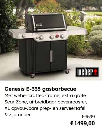 Promotions Genesis e-335 gasbarbecue - Weber - Valide de 25/03/2024 à 12/05/2024 chez Europoint